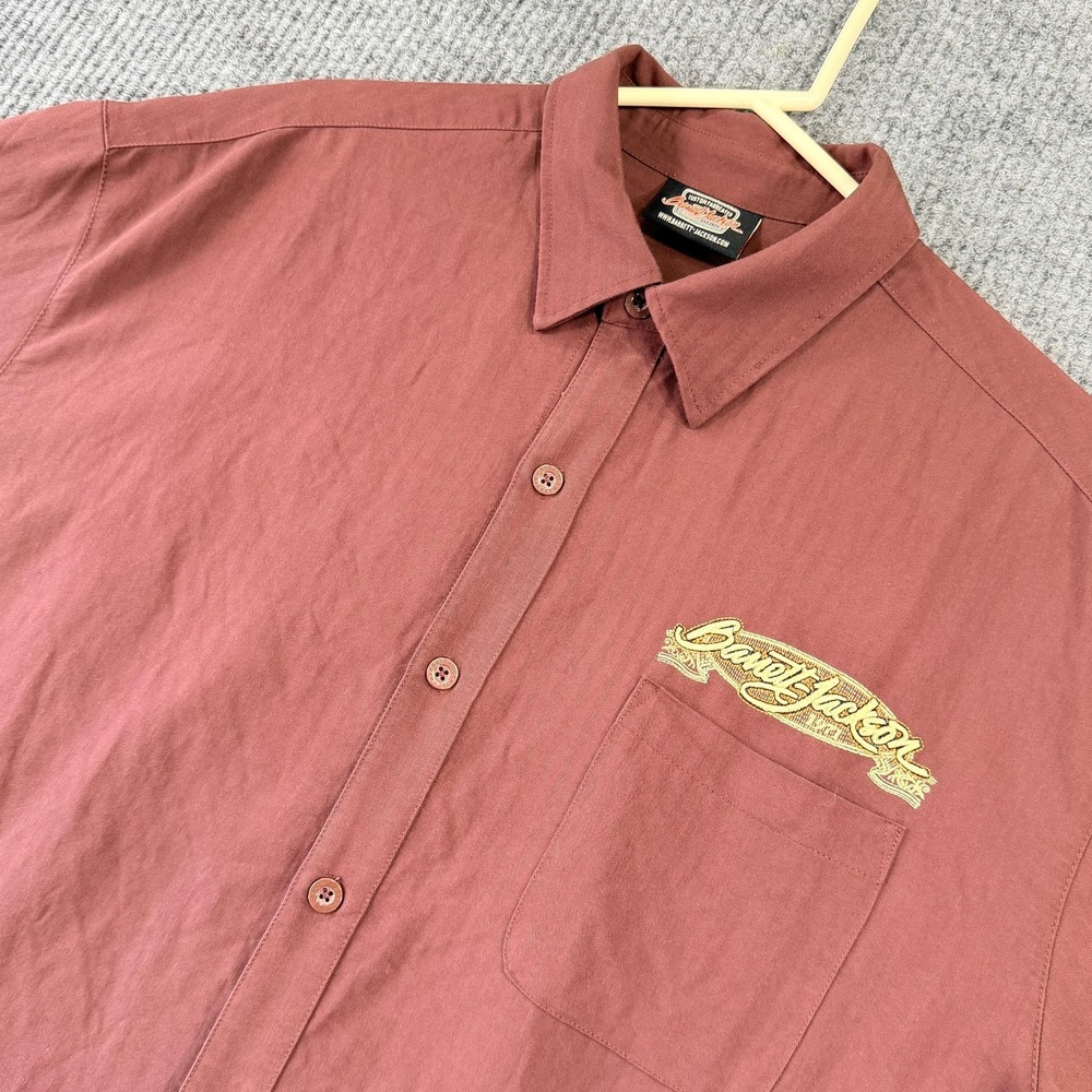 Barrett-Jackson Shirt Mens 2XL Red Hot Rod Embroidered Short Sleeve Button Up - Picture 1 of 10